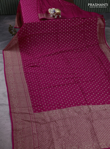 Pink Banarasi Semi Raw Silk Saree - Butta style