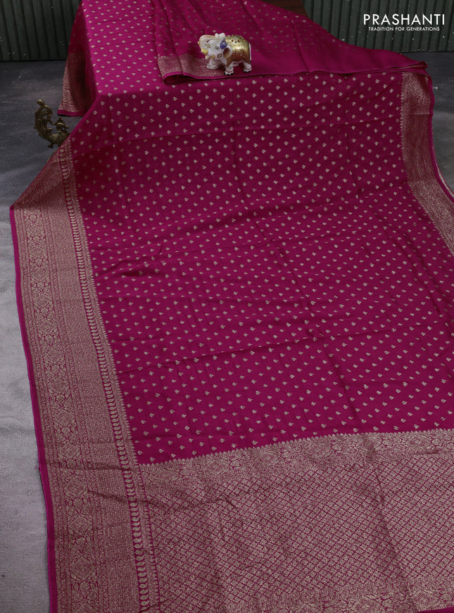 Pink Banarasi Semi Raw Silk Saree - Butta style