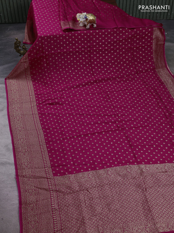 Pink Banarasi Semi Raw Silk Saree - Butta style