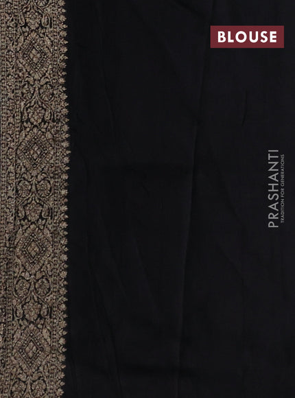 Black Banarasi Semi Raw Silk Saree - Butta style
