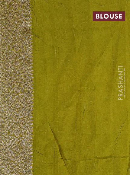 Light Green Banarasi Semi Raw Silk Saree - Butta style