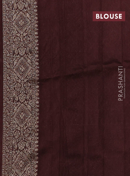 Brown Banarasi Semi Raw Silk Saree - Butta style