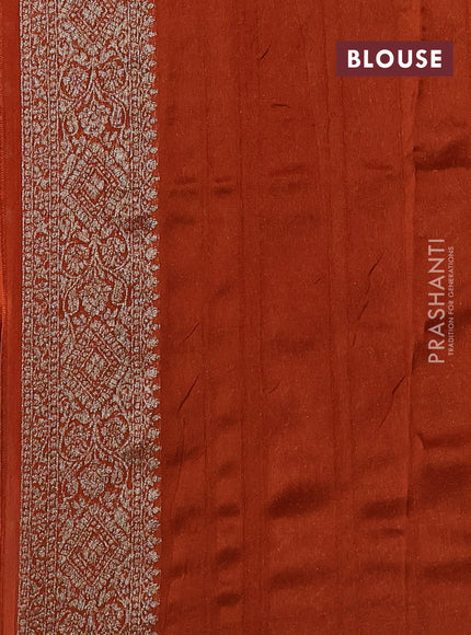 Rust Banarasi Semi Raw Silk Saree - Butta style