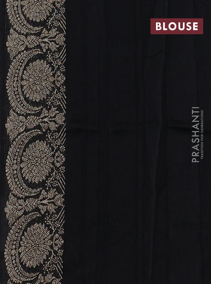 Black Banarasi Semi Raw Silk Saree - Butta style