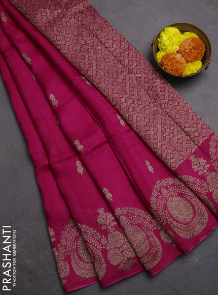 Pink Banarasi Semi Raw Silk Saree - Butta style