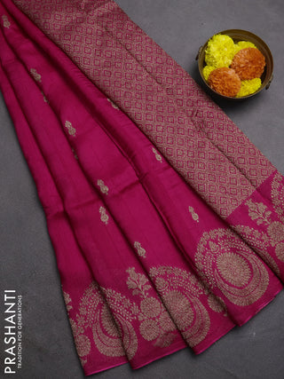 Pink Banarasi Semi Raw Silk Saree - Butta style