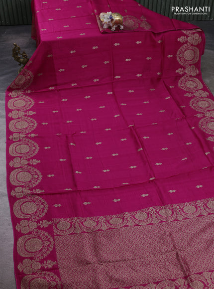 Pink Banarasi Semi Raw Silk Saree - Butta style