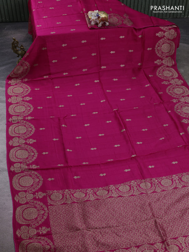 Pink Banarasi Semi Raw Silk Saree - Butta style