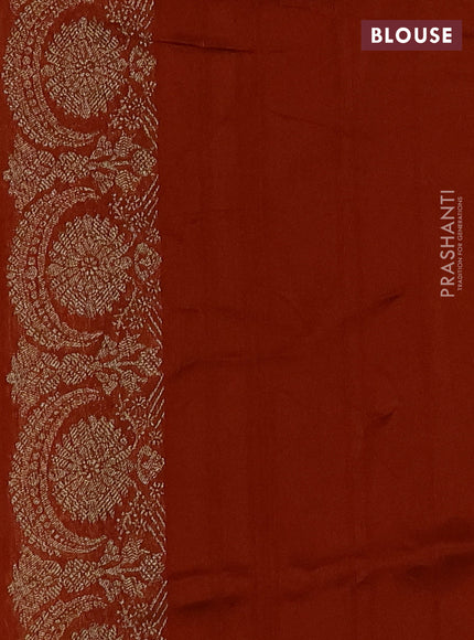 Rust Banarasi Semi Raw Silk Saree - Butta style