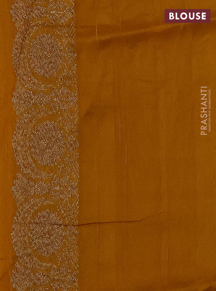 Mustard Banarasi Semi Raw Silk Saree - Butta style