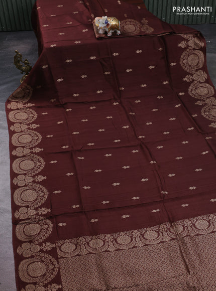 Brown Banarasi Semi Raw Silk Saree - Butta style