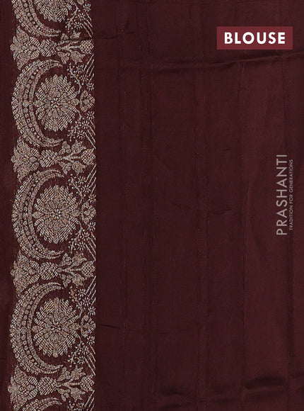 Brown Banarasi Semi Raw Silk Saree - Butta style