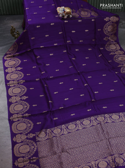 Violet Banarasi Semi Raw Silk Saree - Butta style
