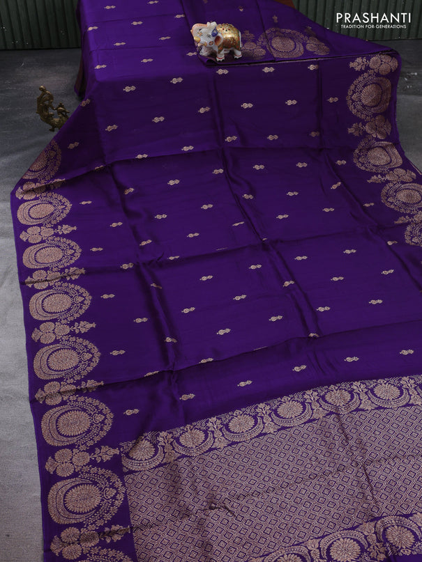 Violet Banarasi Semi Raw Silk Saree - Butta style