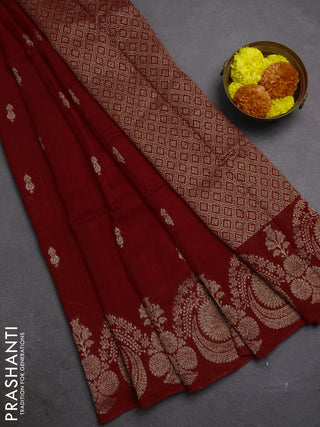 Red Banarasi Semi Raw Silk Saree - Butta style