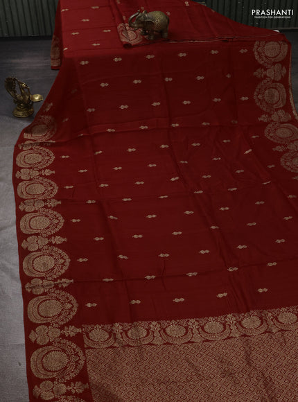 Red Banarasi Semi Raw Silk Saree - Butta style