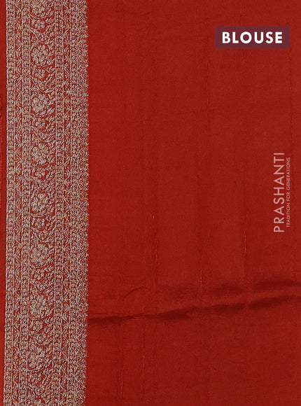 Rust Banarasi Semi Raw Silk Saree -  Zari Weaves