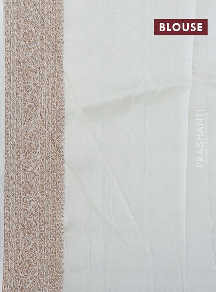 Off White Banarasi Semi Raw Silk Saree -  Zari Weaves