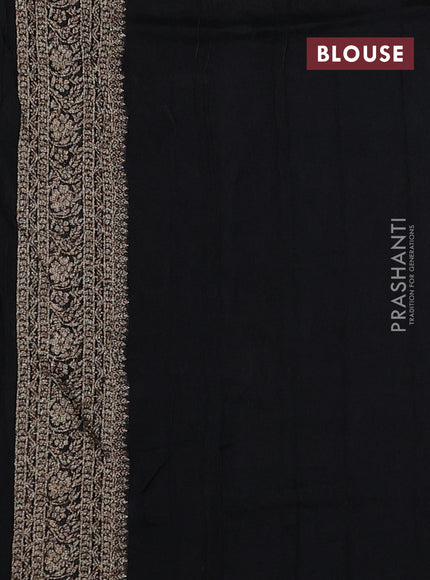 Black Banarasi Semi Raw Silk Saree -  Zari Weaves