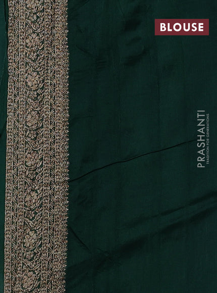 Green Banarasi Semi Raw Silk Saree -  Zari Weaves