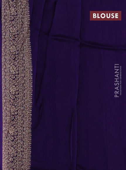 Violet Banarasi Semi Raw Silk Saree -  Zari Weaves