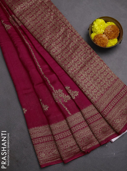 Pink Banarasi Semi Raw Silk Saree -  Zari Weaves