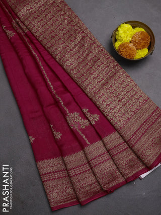 Pink Banarasi Semi Raw Silk Saree -  Zari Weaves