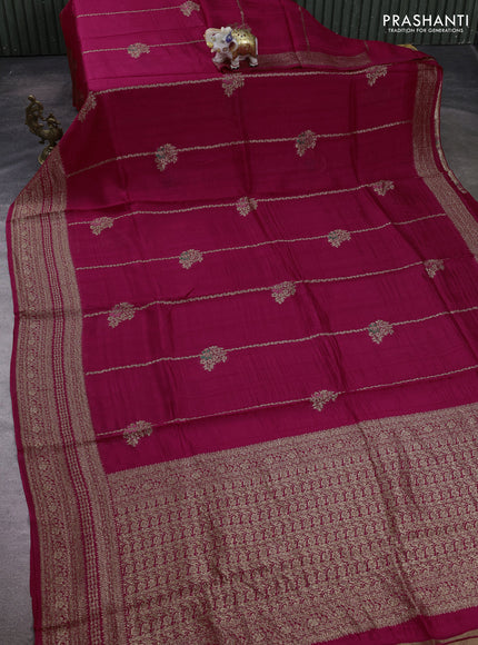Pink Banarasi Semi Raw Silk Saree -  Zari Weaves