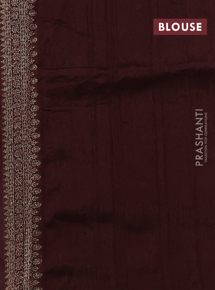 Brown Banarasi Semi Raw Silk Saree - Butta style