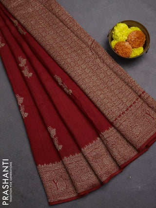 Red Banarasi Semi Raw Silk Saree - Butta style