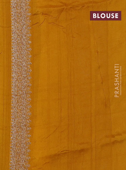 Mustard Banarasi Semi Raw Silk Saree - Butta style