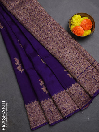 Violet Banarasi Semi Raw Silk Saree - Butta style