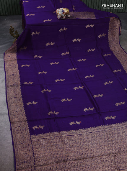 Violet Banarasi Semi Raw Silk Saree - Butta style
