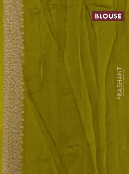 Light Green Banarasi Semi Raw Silk Saree - Butta style