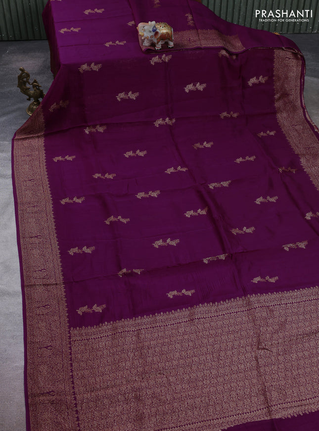 Purple Banarasi Semi Raw Silk Saree - Butta style