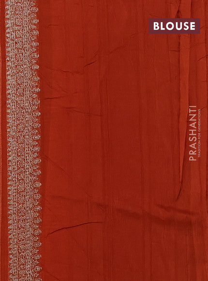 Rust Banarasi Semi Raw Silk Saree - Butta style
