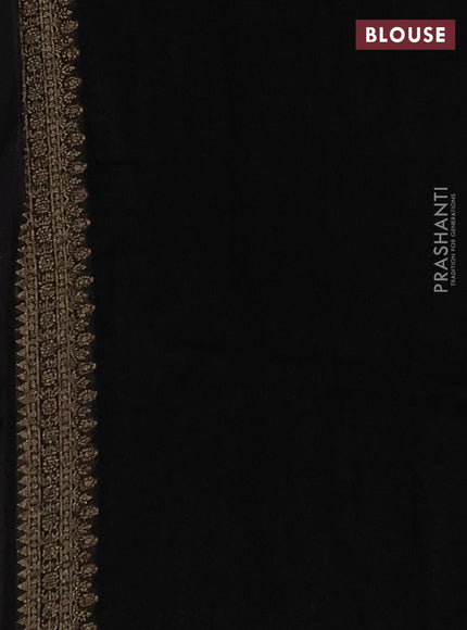 Black Banarasi Semi Raw Silk Saree - Butta style