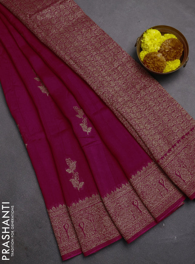 Pink Banarasi Semi Raw Silk Saree - Butta style