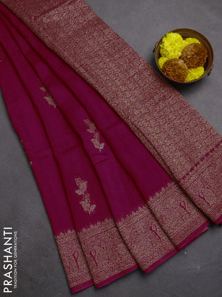 Pink Banarasi Semi Raw Silk Saree - Butta style