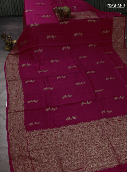 Pink Banarasi Semi Raw Silk Saree - Butta style