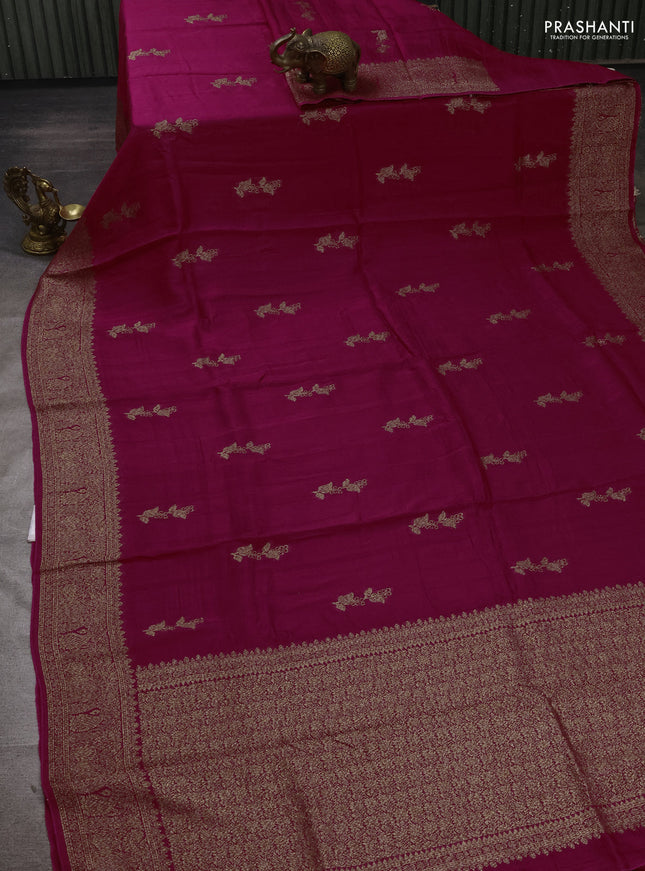 Pink Banarasi Semi Raw Silk Saree - Butta style