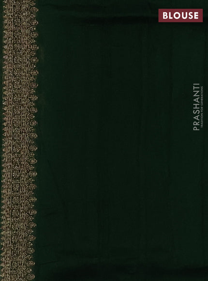 Bottle Green  Banarasi Semi Raw Silk Saree - Butta style
