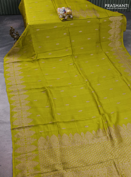 Light Green Banarasi Semi Raw Silk Saree - Butta style