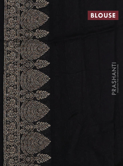 Black Banarasi Semi Raw Silk Saree - Butta style