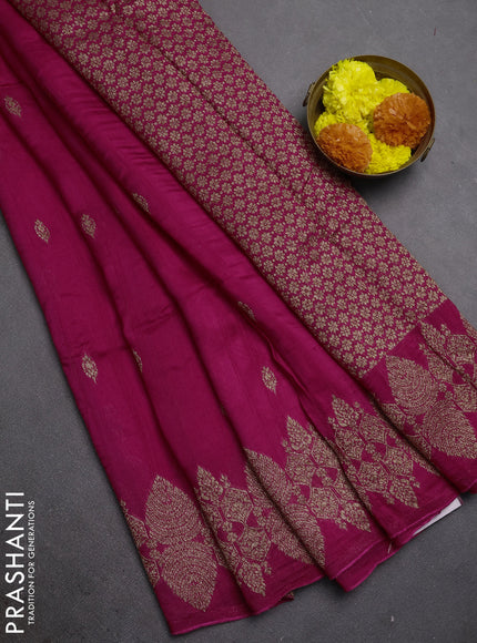 Pink Banarasi Semi Raw Silk Saree - Butta style