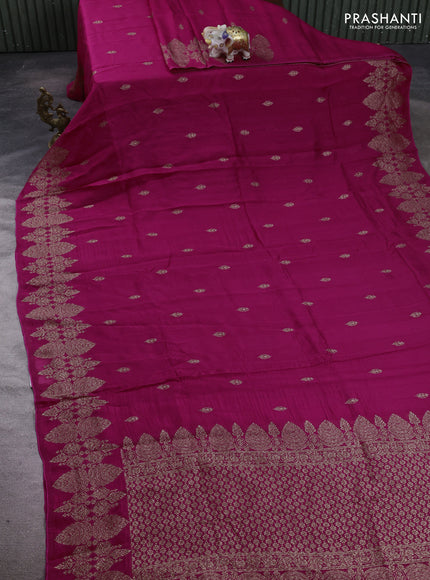 Pink Banarasi Semi Raw Silk Saree - Butta style