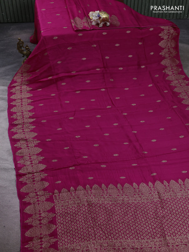 Pink Banarasi Semi Raw Silk Saree - Butta style