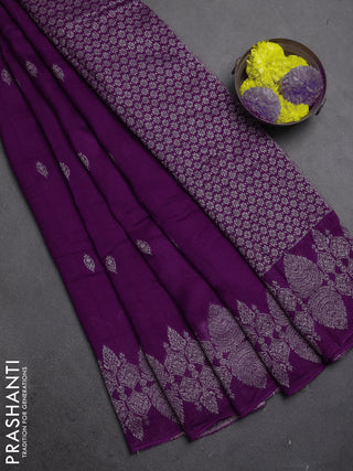 Purple Banarasi Semi Raw Silk Saree - Butta style