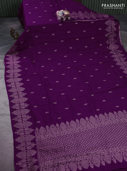 Purple Banarasi Semi Raw Silk Saree - Butta style