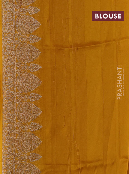 Mustard Banarasi Semi Raw Silk Saree - Butta style